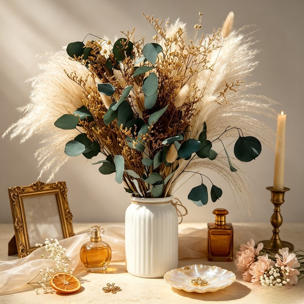 Pampas Grass Decor - Natural Dried Pampas Grass Bouquet Preserved