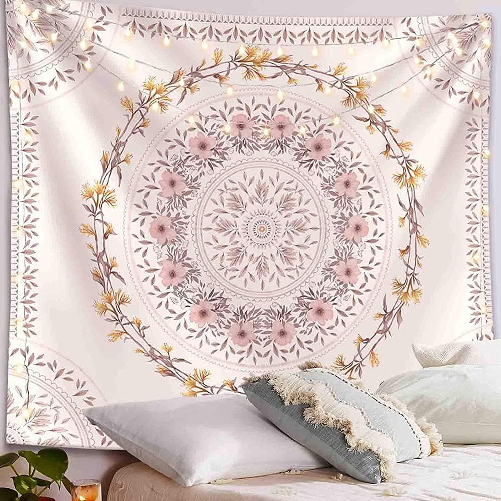 Home Decor Hippie - 1 Pink Bohemian Tapestry Wall Hanging,