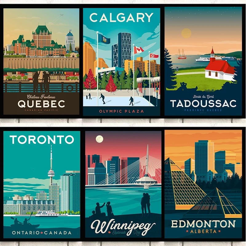 Canada City Travel Poster Queb - Home Decor Canada ulasan dan harga