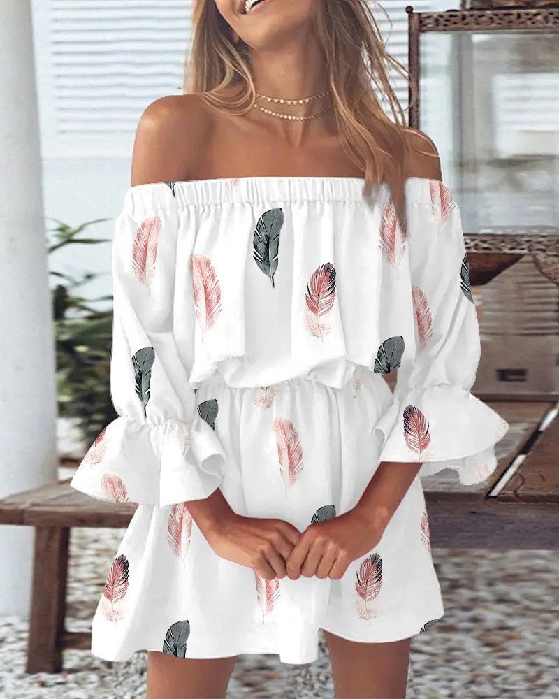 Women's Off-Shoulder Floral &  - Boho Wind Chimes ulasan dan harga