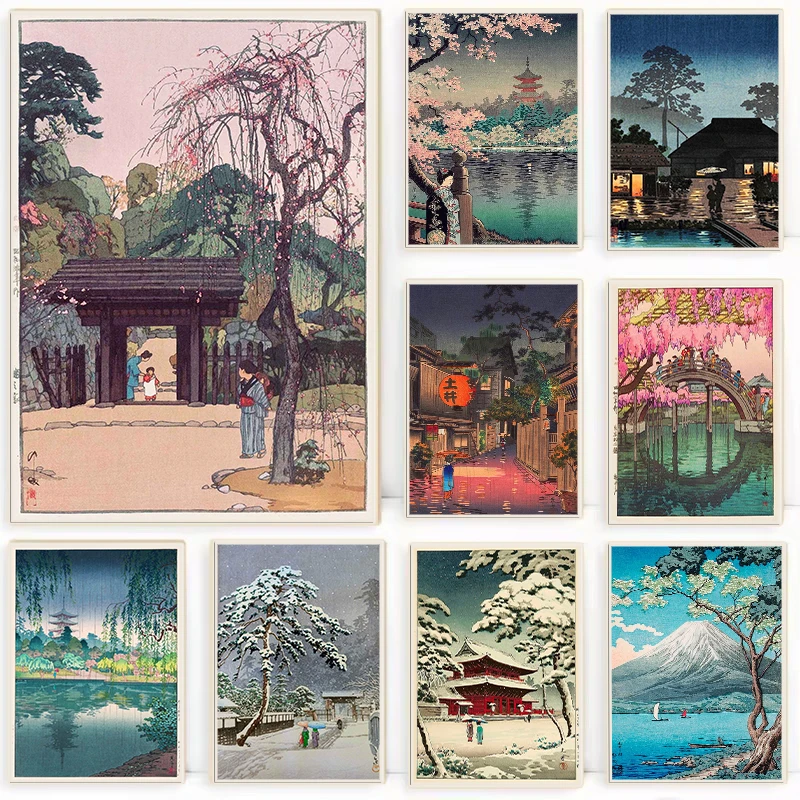 Retro Ukiyo-e Traditional Japa - Watercolor Poster Print ulasan dan harga