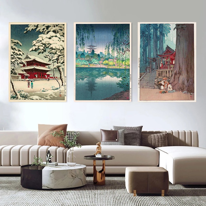 Retro Ukiyo-e Traditional Japa - Watercolor Poster Print ulasan dan harga