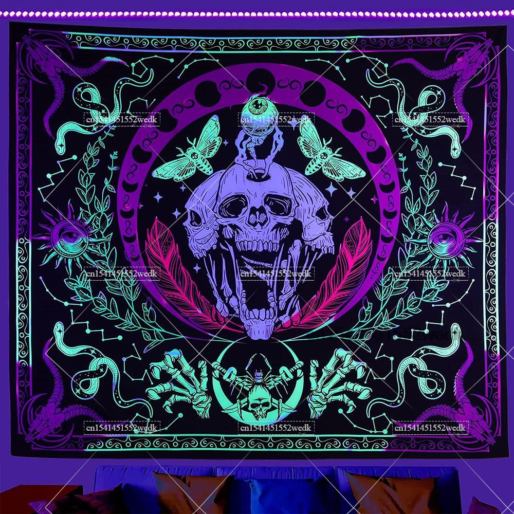 Hippie Skull Blacklight Tapest - Home Decor Hippie ulasan dan harga