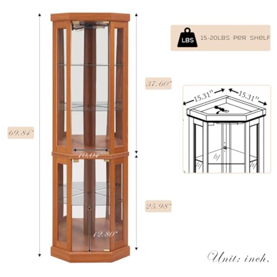 Corner curio cabinet for livin - H&M Home Decor ulasan dan harga