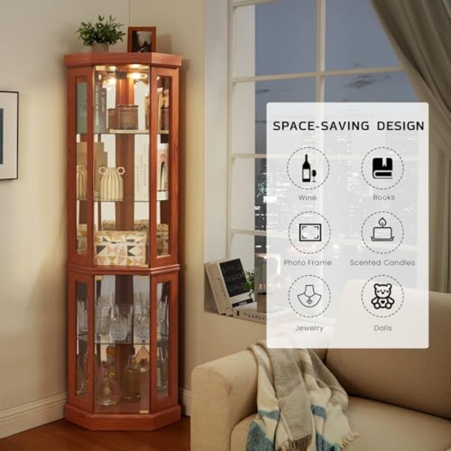 Corner curio cabinet for livin - H&M Home Decor ulasan dan harga