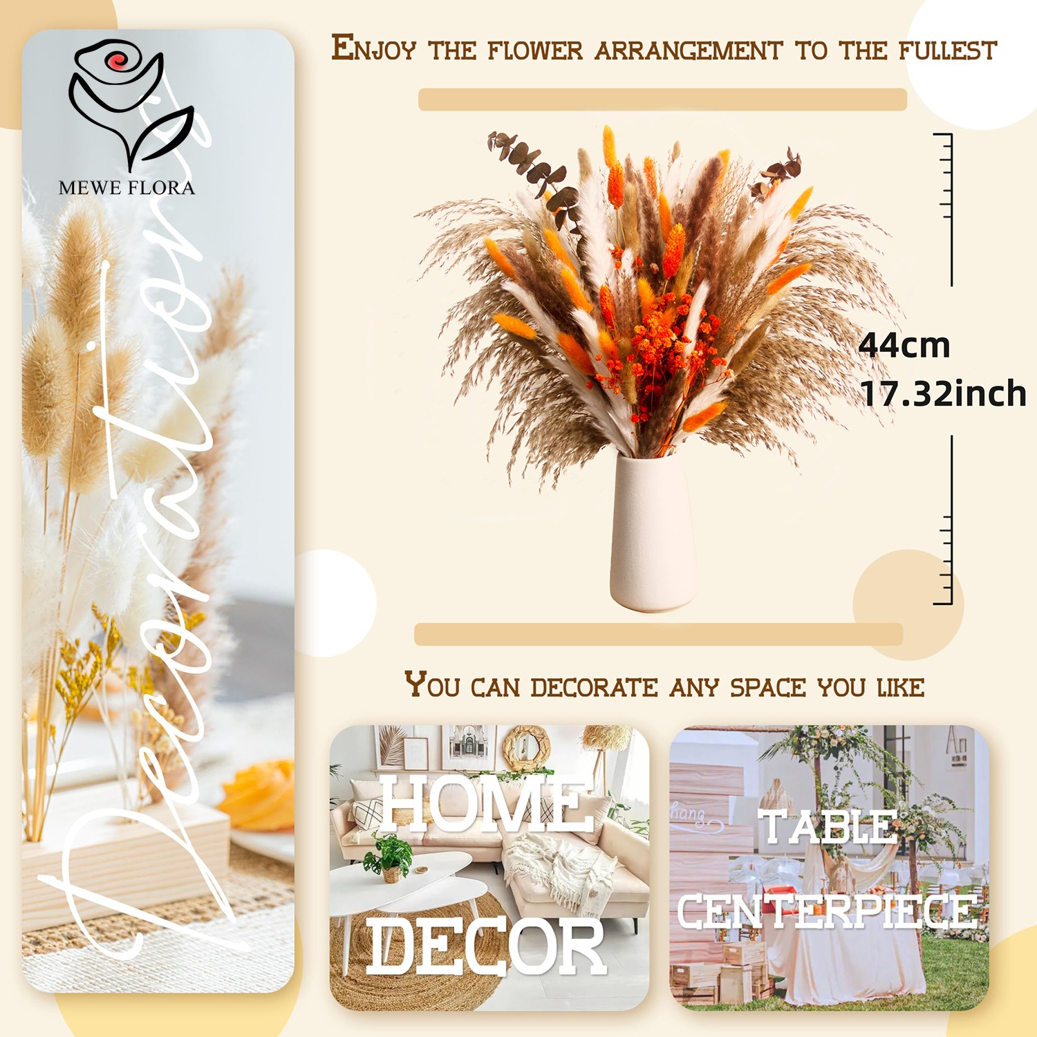 Dried Natural Flowers Pampas B - Pampas Grass Decor ulasan dan harga