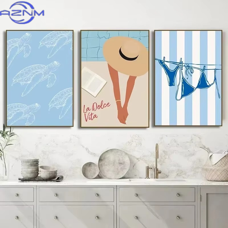 Seashells Meet Me At The Beach - Watercolor Poster Print ulasan dan harga