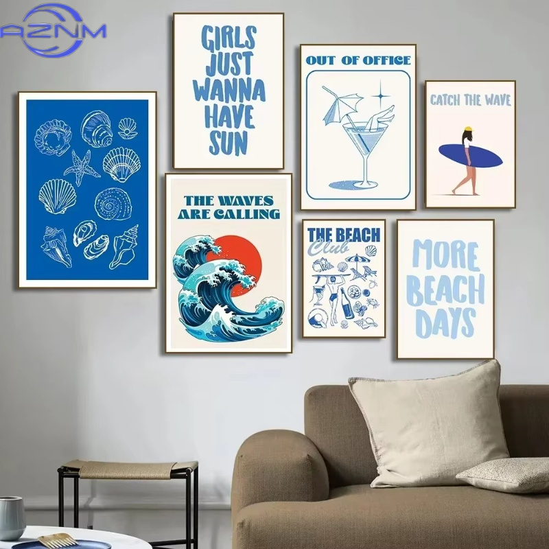 Seashells Meet Me At The Beach - Watercolor Poster Print ulasan dan harga