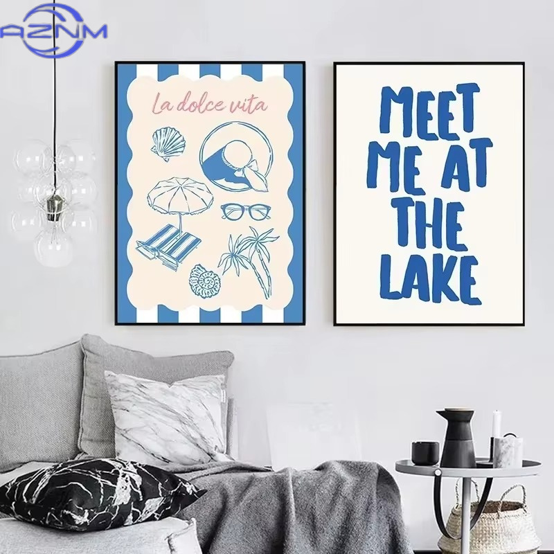 Seashells Meet Me At The Beach - Watercolor Poster Print ulasan dan harga