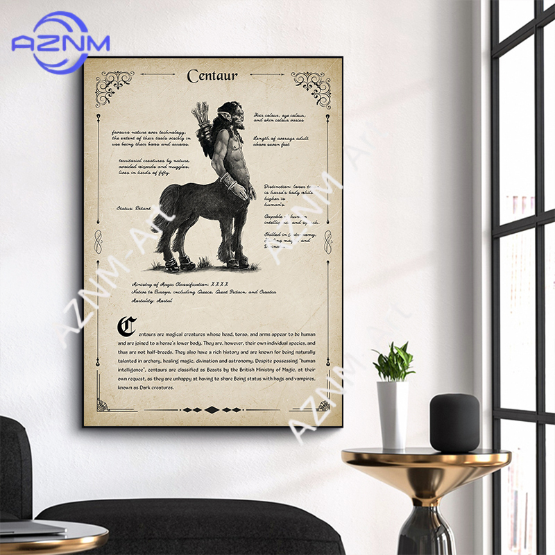 Antique Style Magical Creature - Watercolor Poster Print ulasan dan harga