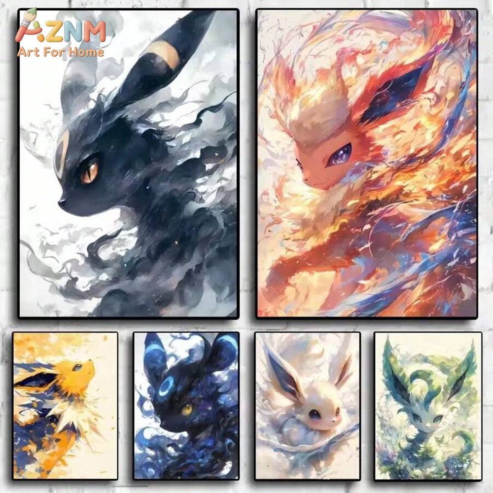 AZNM Watercolor Eeveelutions C - Watercolor Poster Print ulasan dan harga