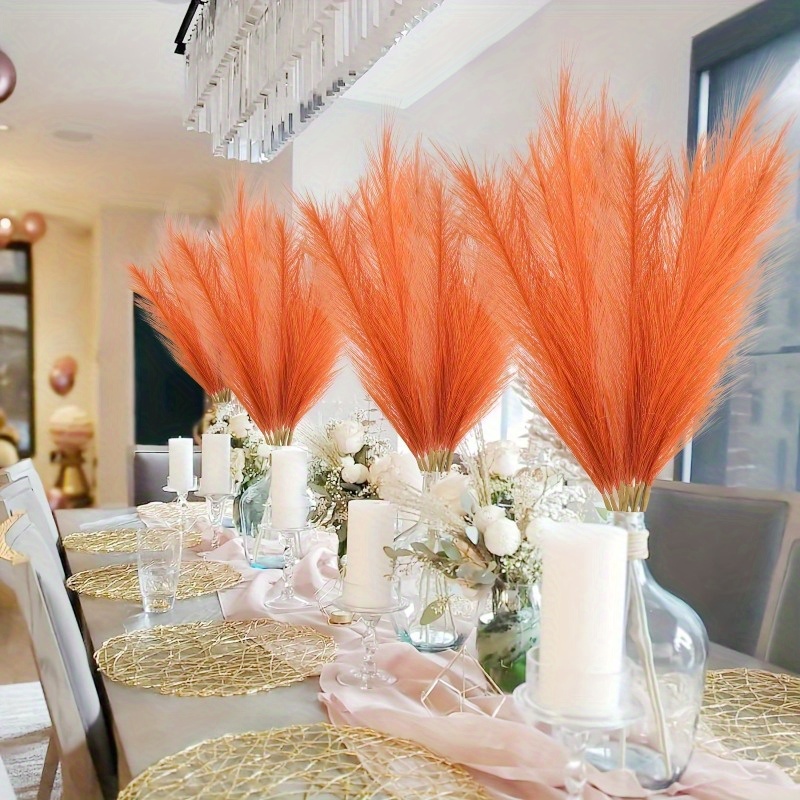 10pcs Vivid Orange Pampas Gras - Pampas Grass Decor ulasan dan harga
