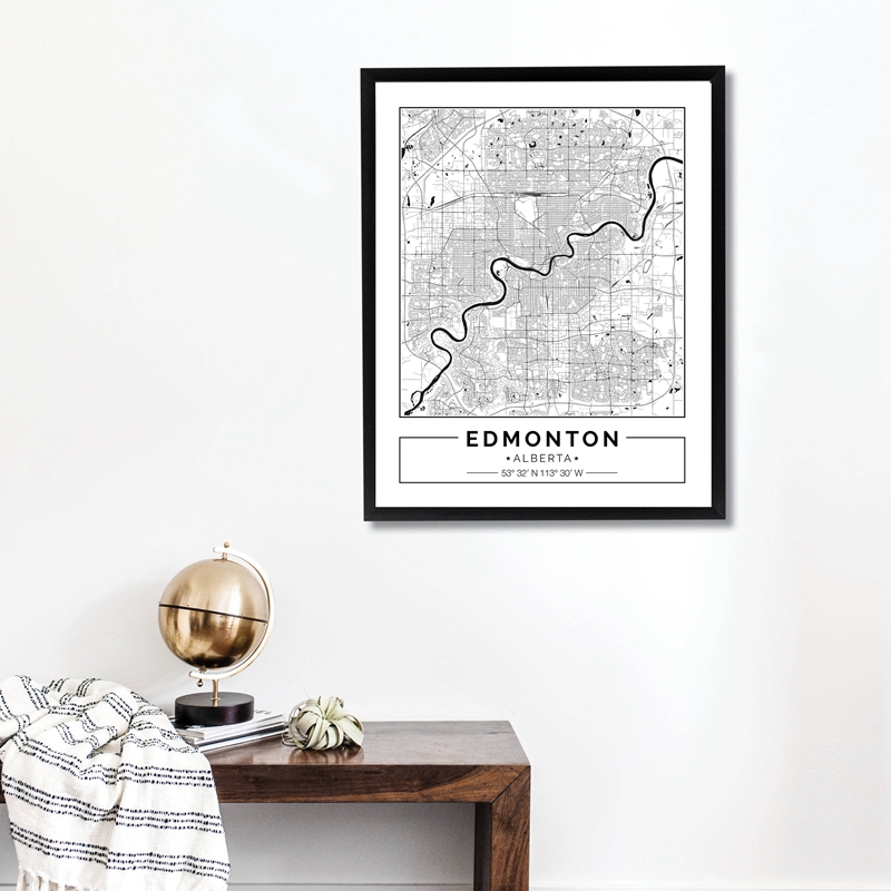 Edmonton Alberta Map Black Whi - Home Decor Canada ulasan dan harga