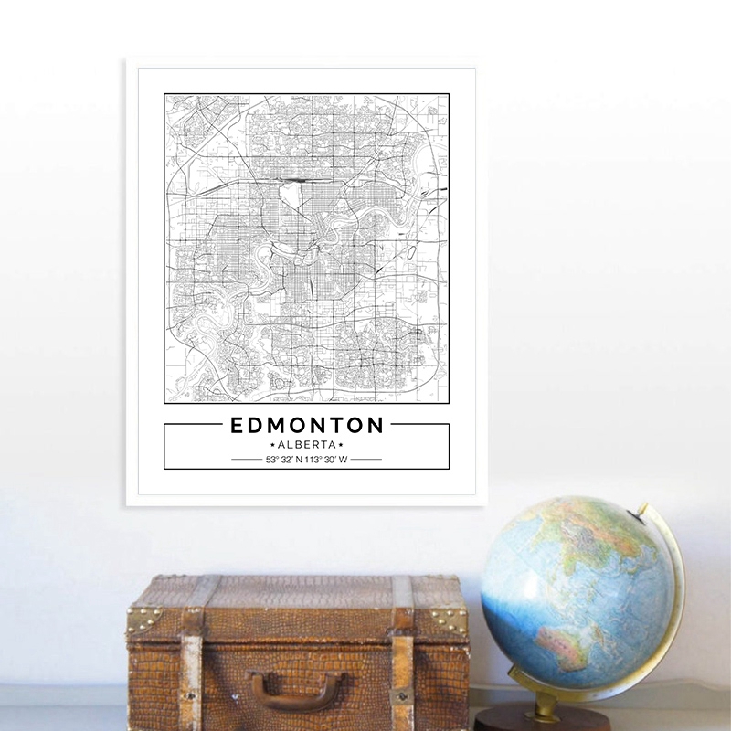 Edmonton Alberta Map Black Whi - Home Decor Canada ulasan dan harga