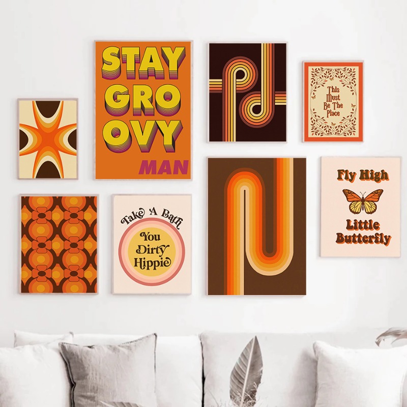 Retro 70s Hippie Art Print Vin - Home Decor Hippie ulasan dan harga